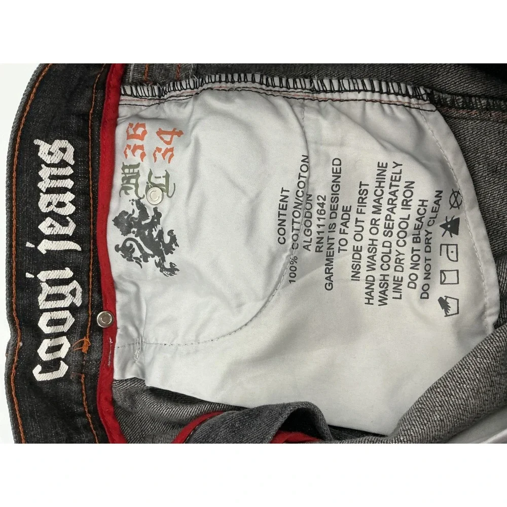 Coogi‎ Jeans Men's 36x34 Black Embroidered Y2K Baggy Streetwear Vintage Hip Hop